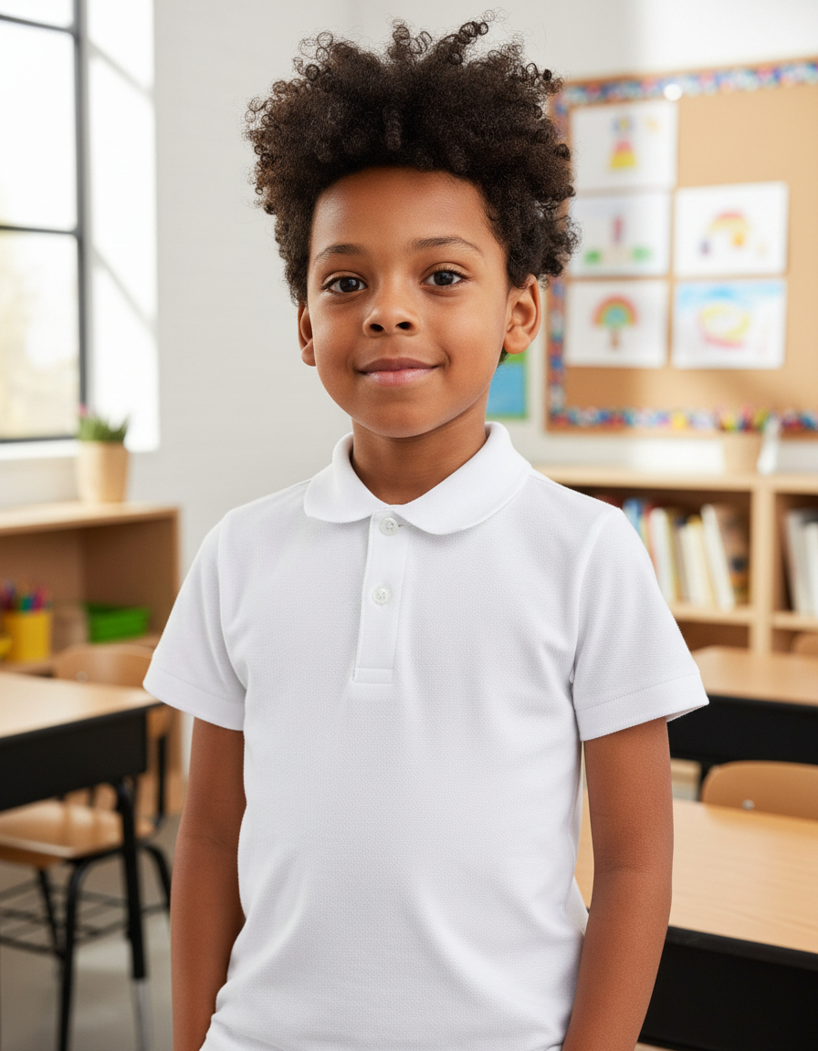 Chomba Pique Colegial Escolar Blanca Niños T4 Al 16 Pack X 3