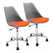 Par De Sillas Tulip Eames X2 Gris Con Ruedas Varios Colores