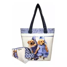 Bolsa Nécessaire Feminina Cachorrinho Pet Jeans Magicc 088