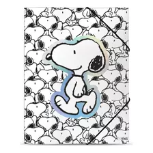 Carpeta Snoopy Dibujo N5 Oficio 3 Solapas Elastico Mooving Color Blanco