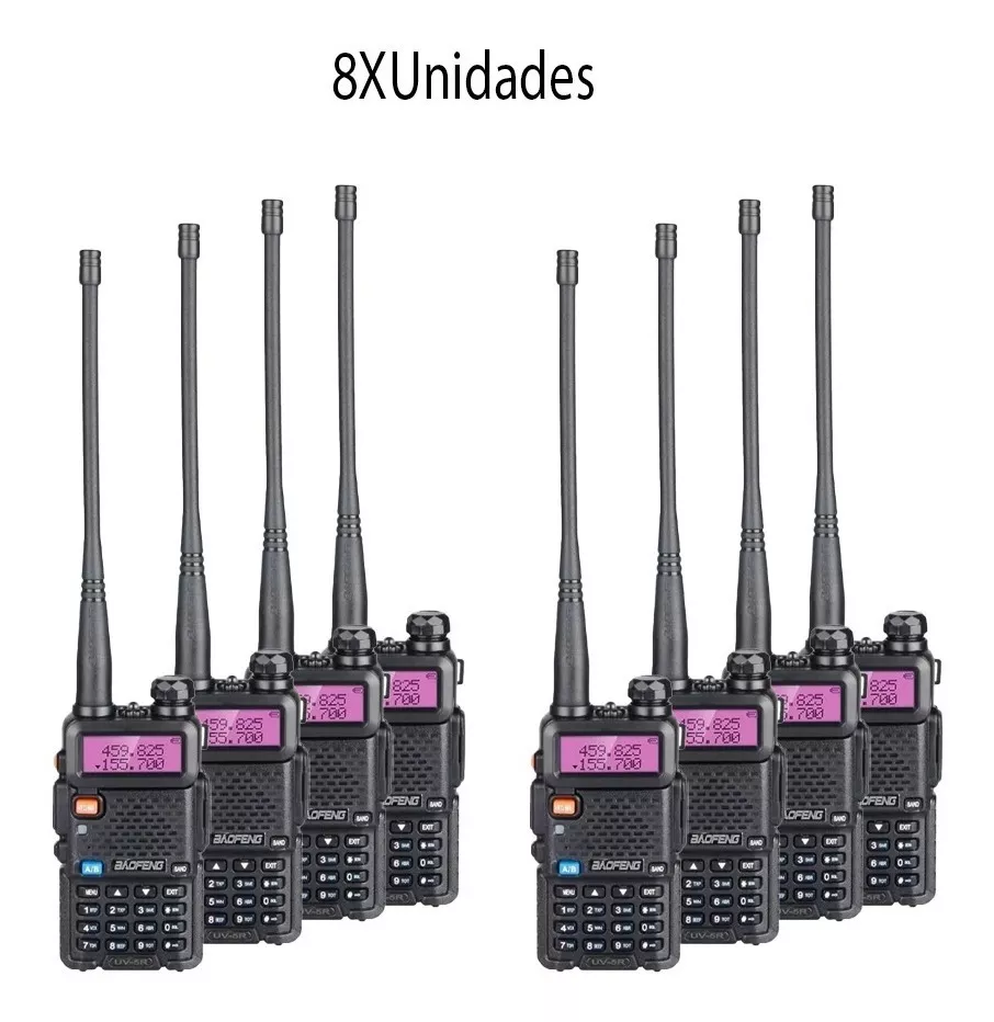 Kit 8 Radio Comunicador Dual Band Baofeng Uv-5r Vhf Uhf