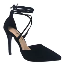 Sapato Feminino Scarpin Preto Amarração