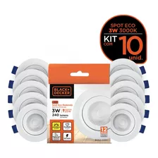 Kit 10 Spot Led Eco 3w Redondo Luz Amarela - Black + Decker