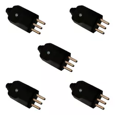 Kit 5 Plug Desmontável 2p+t 180º 20a C/ Prensa Cabos Preto