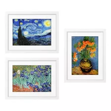 3 Quadros Van Gogh Noite Estrelada Art Decoracao Sala Quarto