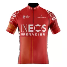 Camisa Ciclista Masculina Pro Tour Ineos Vermelha Uv 50+