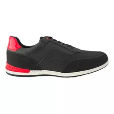 Tenis Hombre Casual Christian Gallery 4000-3pg Negro Rojo