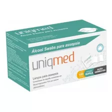 100un Alcool Swabs 70% Uniqmed Lenços Umedecidos Saches