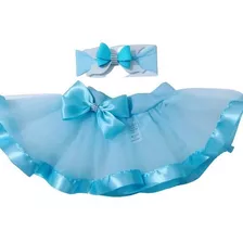 Saia Infantil De Tutu Para Criança Festa Mesversário + Laço