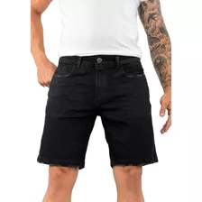 Bermuda Jeans Masculina Preta Com Elastano Consciência 22437