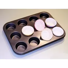 Set Molde Para Muffins De Teflón Y 50 Pirotines