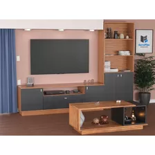 Combo Mesa Tv + Biblioteca + Mesa Ratona Modular Living