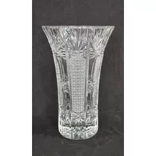 Vaso Em Cristal Tcheco Lapidado À Mão Altura 23,3 Cm