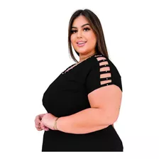 Blusa Feminina Plus Size Ombro Tirinhas Pedrarias