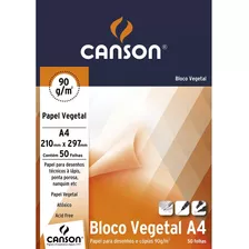 Bloco Papel Canson Vegetal Liso A4 - 95g - 50 Folhas
