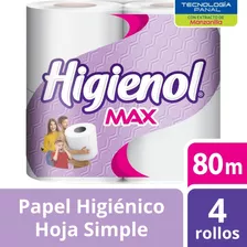 Papel Higiénico Higienol Max Simple 80 M Pack De 4