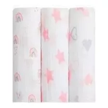 Cueiro Swaddle 3 Peças Papi Soft Chuva De Amor - 1740 Rosa