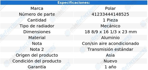 (1) Radiador De Agua Polar Clio Std L4 1.6l Del 2002 Al 2010 Foto 2