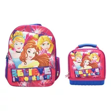 Mochila Lonchera Disney Princesas Believe In Yourself Primaria 3d Ruz Color Violeta