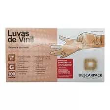 Luvas Descartável Descarpack Luva De Vinil Sem Pó Tamanho P