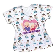 Camiseta Feminina Manga Curta Profissional Cuidador De Idoso