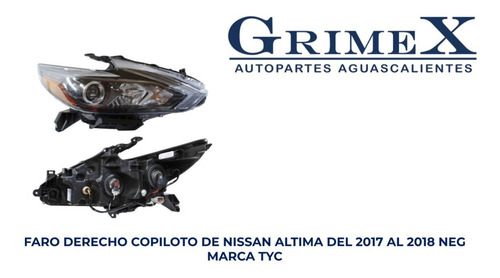 Faro Nissan Altima 2017-17-2018-18 Con Arnes Tyc Ore Foto 9