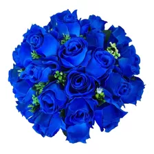 Buquê De Noiva Artificial Casamento Azul Royal Grande 