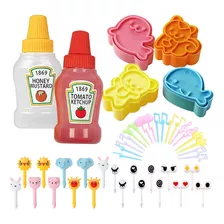 Kit 44 Botellas Mini Frascos Plastico Catsup Niño Lunch