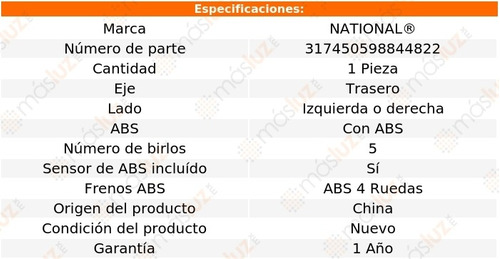 1- Maza Trasera Izquierda O Derecha Hhr 2006/2011 National Foto 5