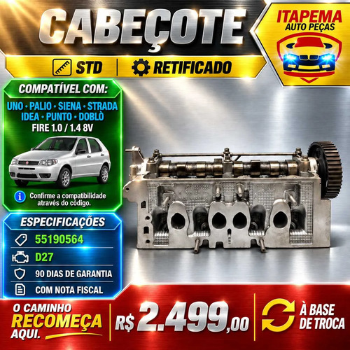 Cabeçote Fiat Uno Palio Strada Fiorino Fire D27 1.0 1.4 8v