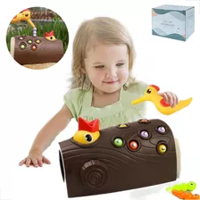 Brinquedo Pega Minhocas Pica Pau Montessori Magnética Kids