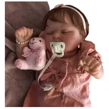 Bebê Reborn Menina Corpo De Pano Com Cabelo Olho Fechado Zoe