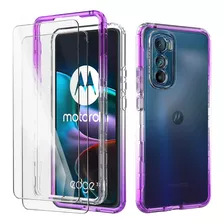 Funda 2 En 1 Uso Rudo Bicolor Transparente For Moto +2 Micas