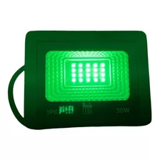 Refletor Holofote Luminária Led 30w Cor Verde Bivolt Smd