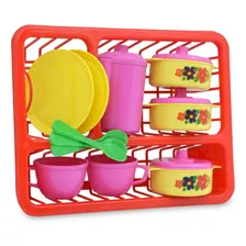 Kit Cozinha Infantil Brinquedo C/ Escorredor Jogo De Panela