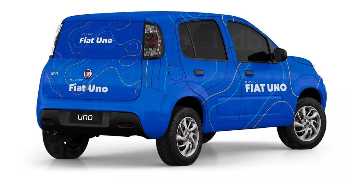 Mockup Fiat Uno (novo) - 4 Ângulos Em Psd 100% Editável