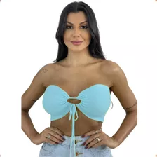 Cropped Tricot Feminino Multiformas Amarração Moda Top Verão