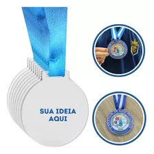 Kit 10 Medalha Acrílico 5cm Resinada Personalizada C/ Fita 