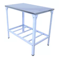 Mesa Inox Lanchonete Restaurante 93x55 Pés Aço Epoxi Branco