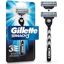 Rastrillo Gillette Mach3 + 2 Repuestos Con 3 Hojas Cada Uno