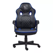 Cadeira De Escritório Pcyes Mad Racer Sti Master Gamer Ergonômica Preto E Azul Com Estofado De Mesh