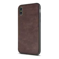 Funda De Cuero Sintetico Para iPhone XS Max, Marron