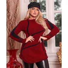 Vest Legging, Blusa Trico Feminino Frio Lã Vermelho