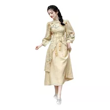 Vestido Largo Vintage Para Mujer, Vestido Elegante De Cheong
