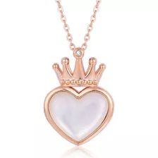 Cadena Eslabones Oro 18k Colgante Corazon Nácar Diamante 1p