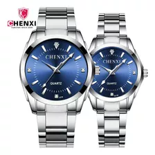 Reloj De Cuarzo Chenxi De Lujo Para Parejas, 2 Piezas Color Del Fondo Azul