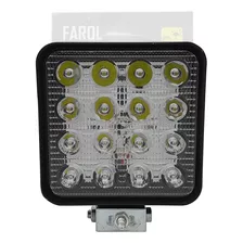 Farol Mini 16 Led Milha Off Road Quadrado 12v24v Jeep