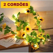 2 Cordao De Flor Mini Girassol Artificial Fio Luz Led Planta