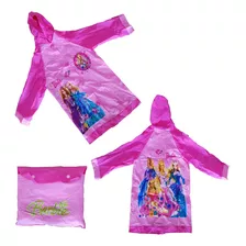 Poncho Impermeable Barbie En Peva Rosado Claro Para Niña