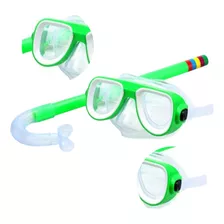 Óculos Mergulho Snorkel Infantil Juvenil Silicone Natação Cor Verde